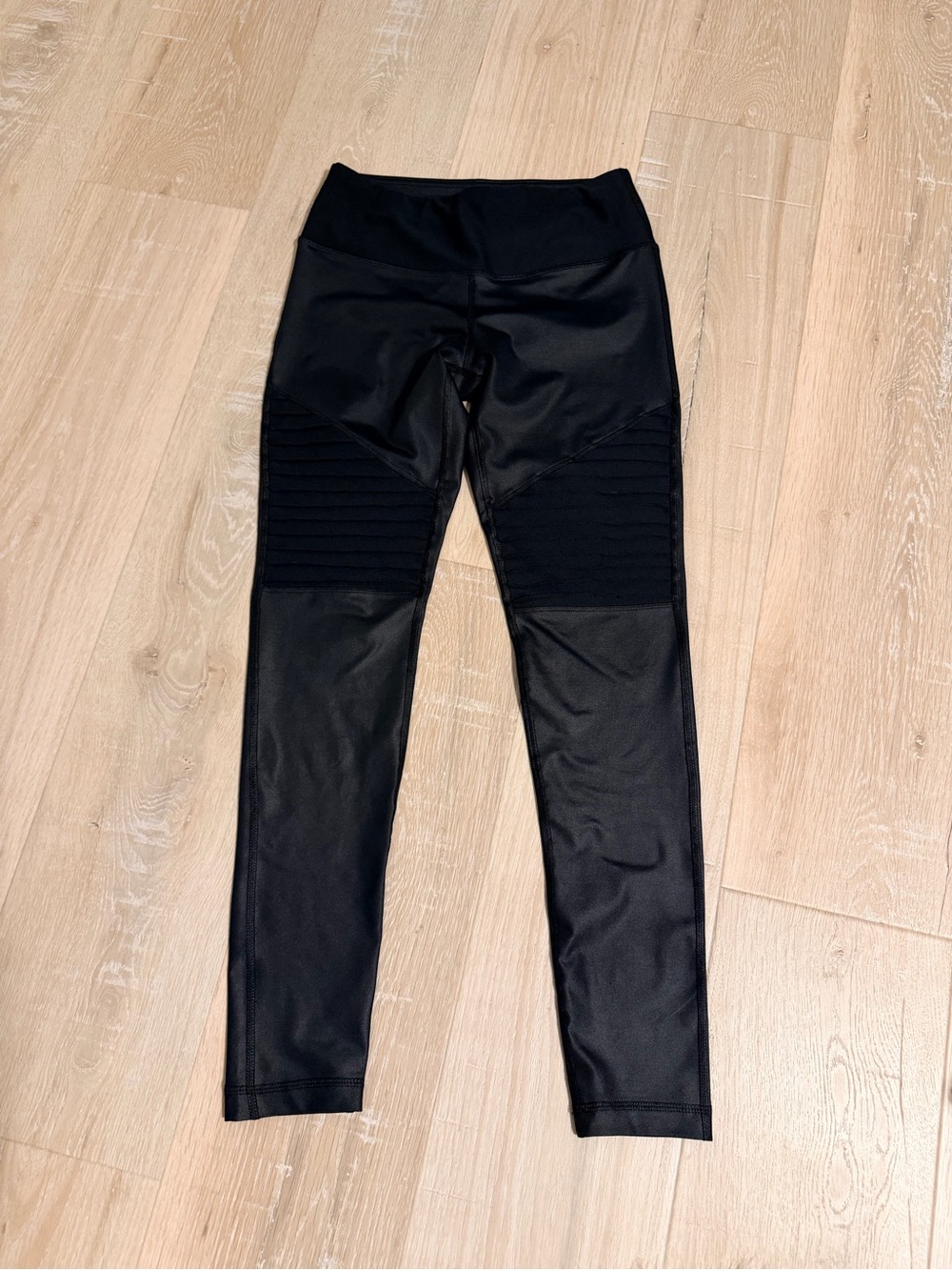 90 Degree by Reflex Black Moto-Style Stretch Leggings Women Size Small
